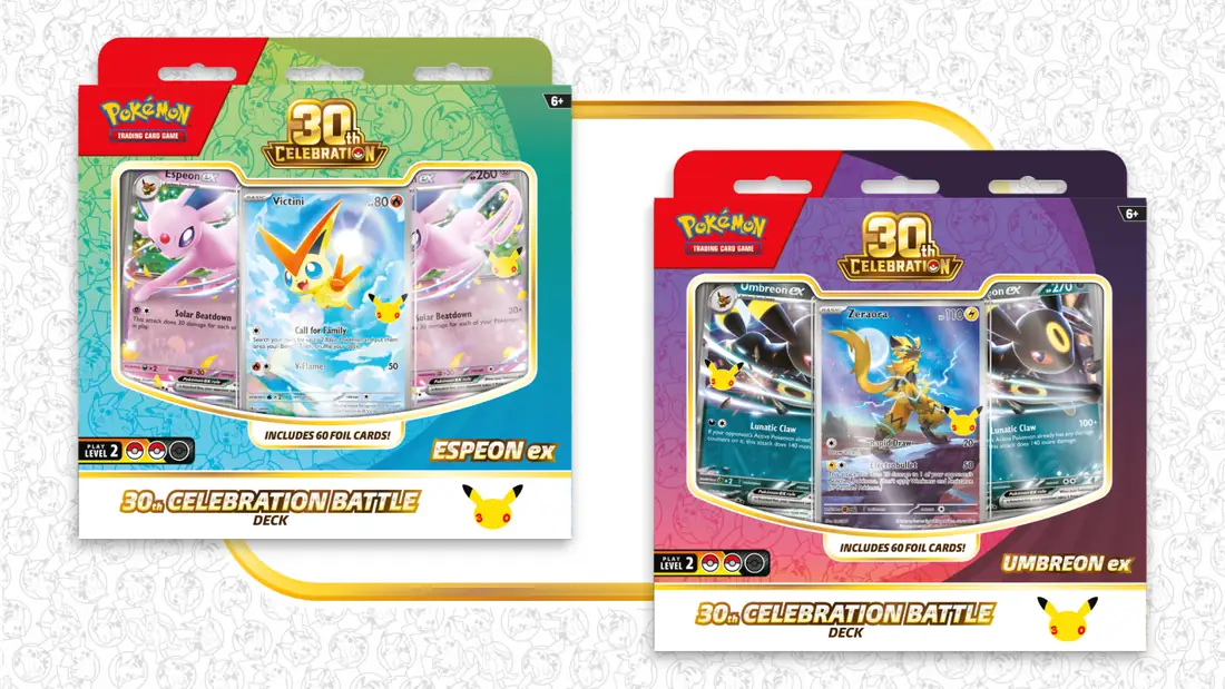 Pokémon TCG 30th Celebration Espeon ex and Umbreon ex Battle Decks