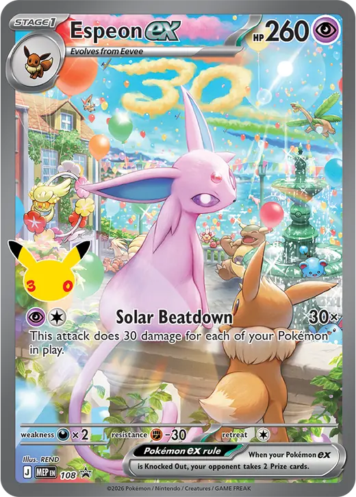 Espeon ex card from Pokémon TCG 30th Celebration