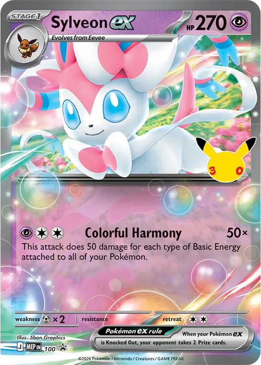 Sylveon ex card from Pokémon TCG 30th Celebration