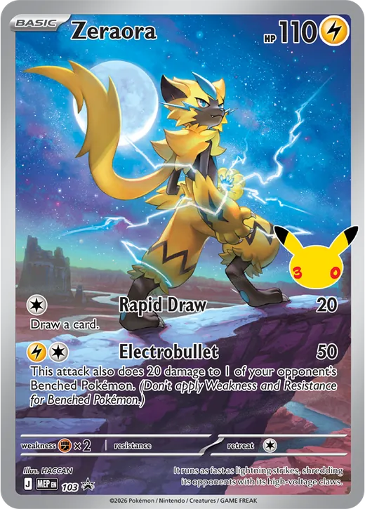 Illustration-rare-style Zeraora card from the 30th Celebration Umbreon ex Battle Deck