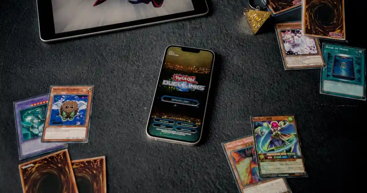 A phone scanning a trading card with a price appearing on screen