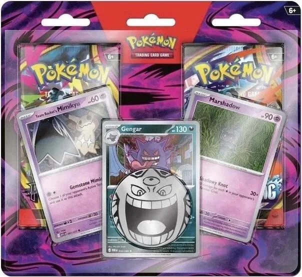 Pokémon TCG Enhanced 2-Pack Blister with Gengar, Team Rocket's Mimikyu and Marshadow cosmos holo cards
