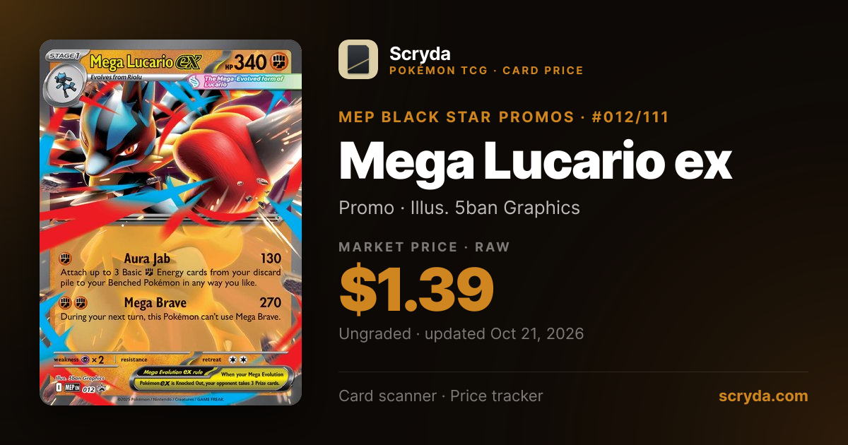 Mega Lucario ex #012/111 Price & Value — MEP Black Star Promos