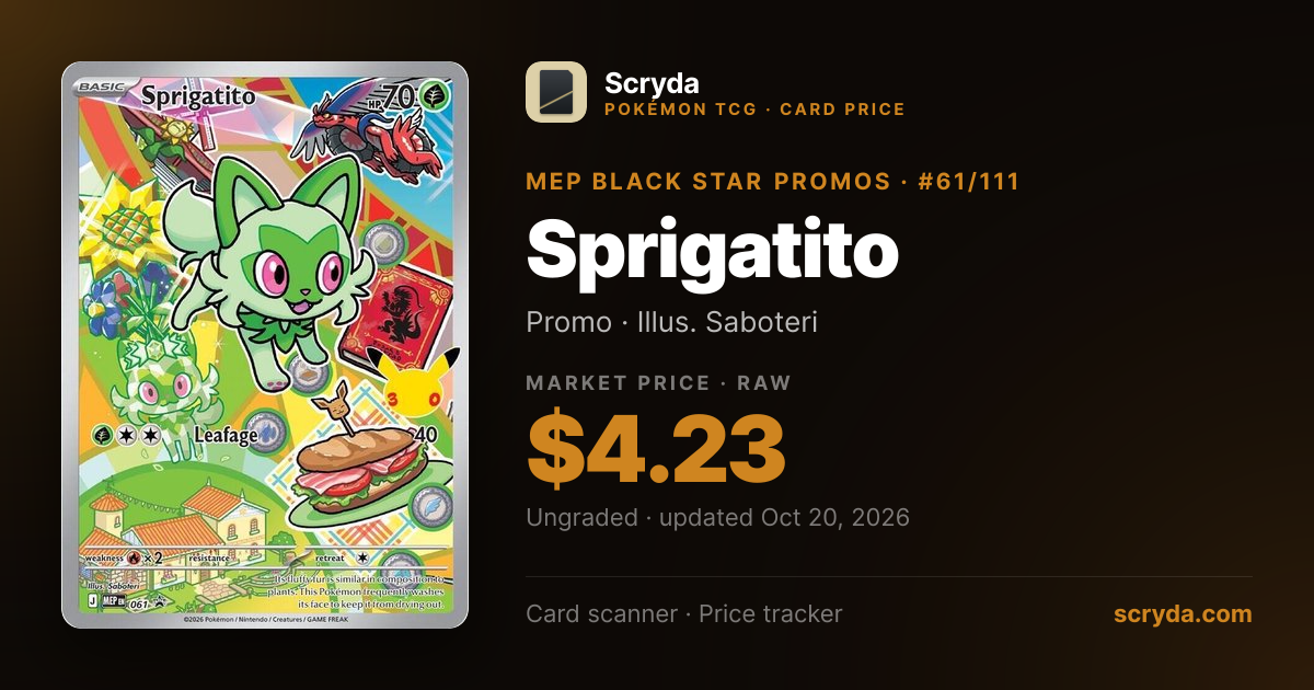 Sprigatito #61/111 Price & Value 2026 — MEP Black Star Promos