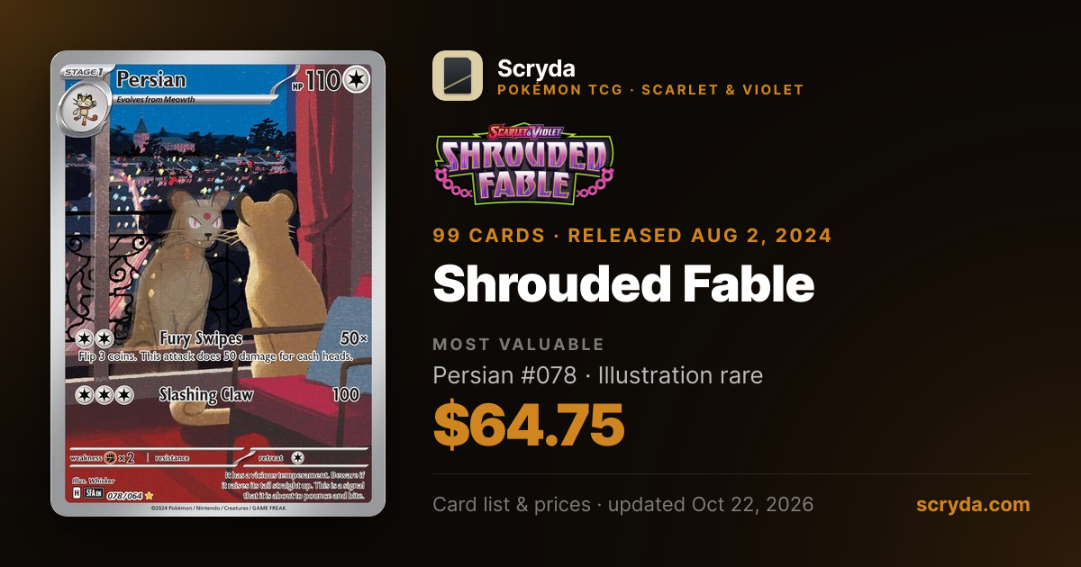 Shrouded Fable Pokémon Card List & Prices 2026 | Scryda